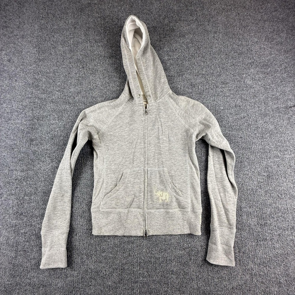 Cocoa Hoodie Womens Small Gray Elephant Logo Full Zip Raglan Fleece Sweatshirt